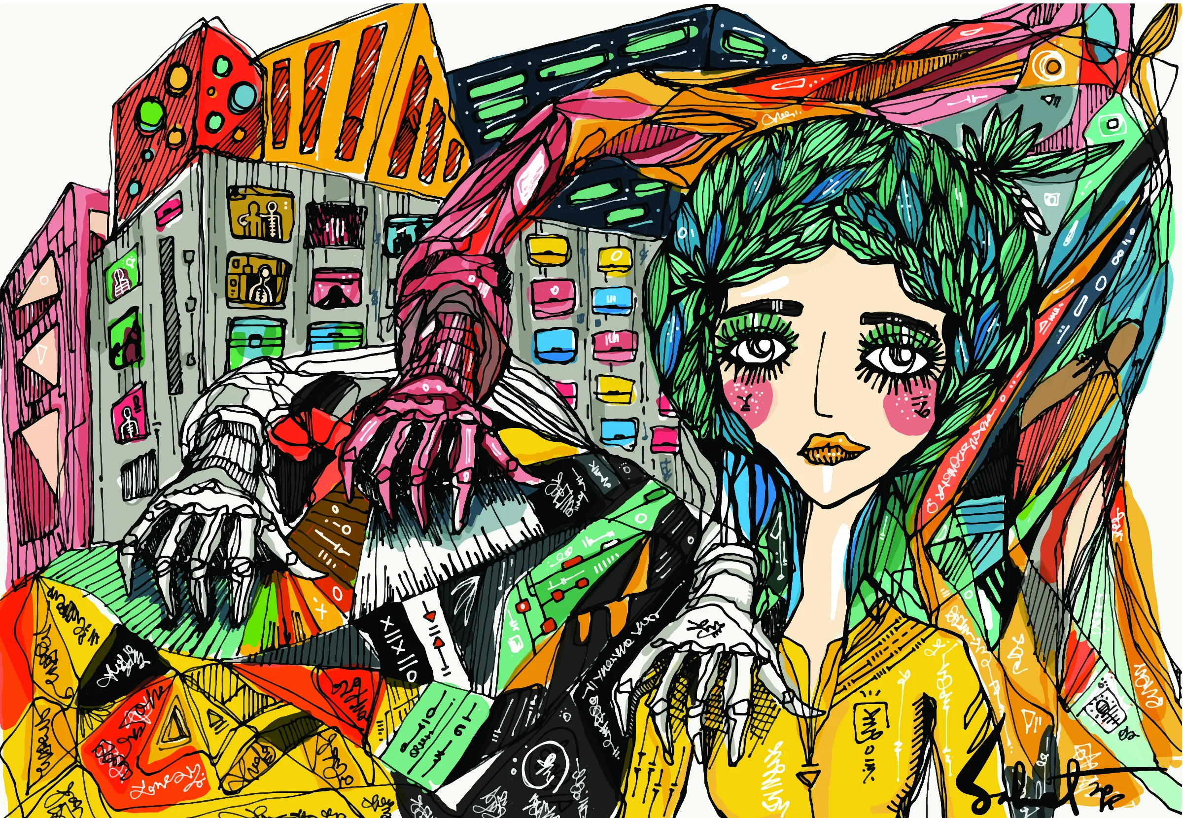 Touchme 2026 Sabet 13" x 19" Mixed Media Original