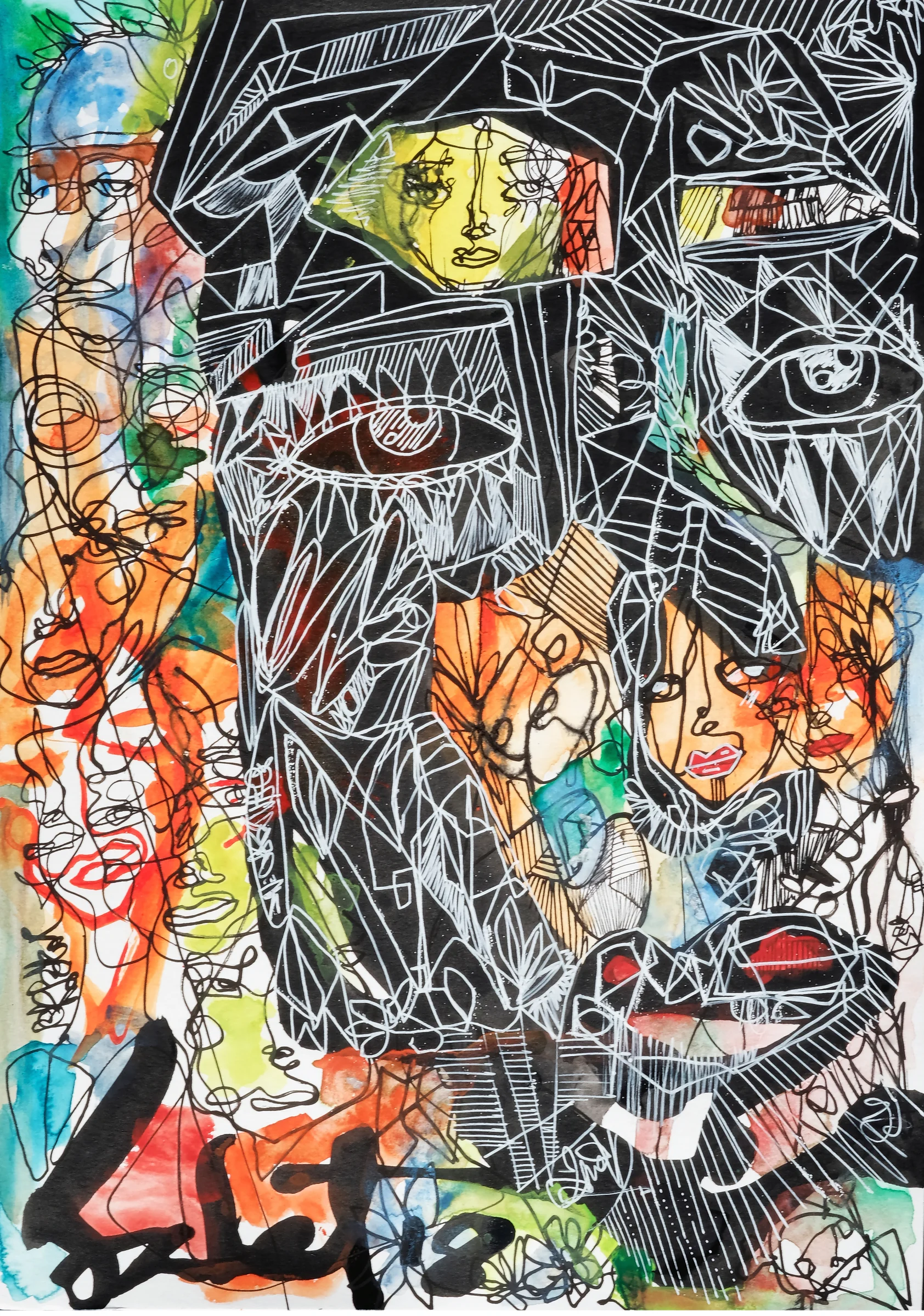 Plush window 2026 Sabet 13" x 19" Mixed Media Original