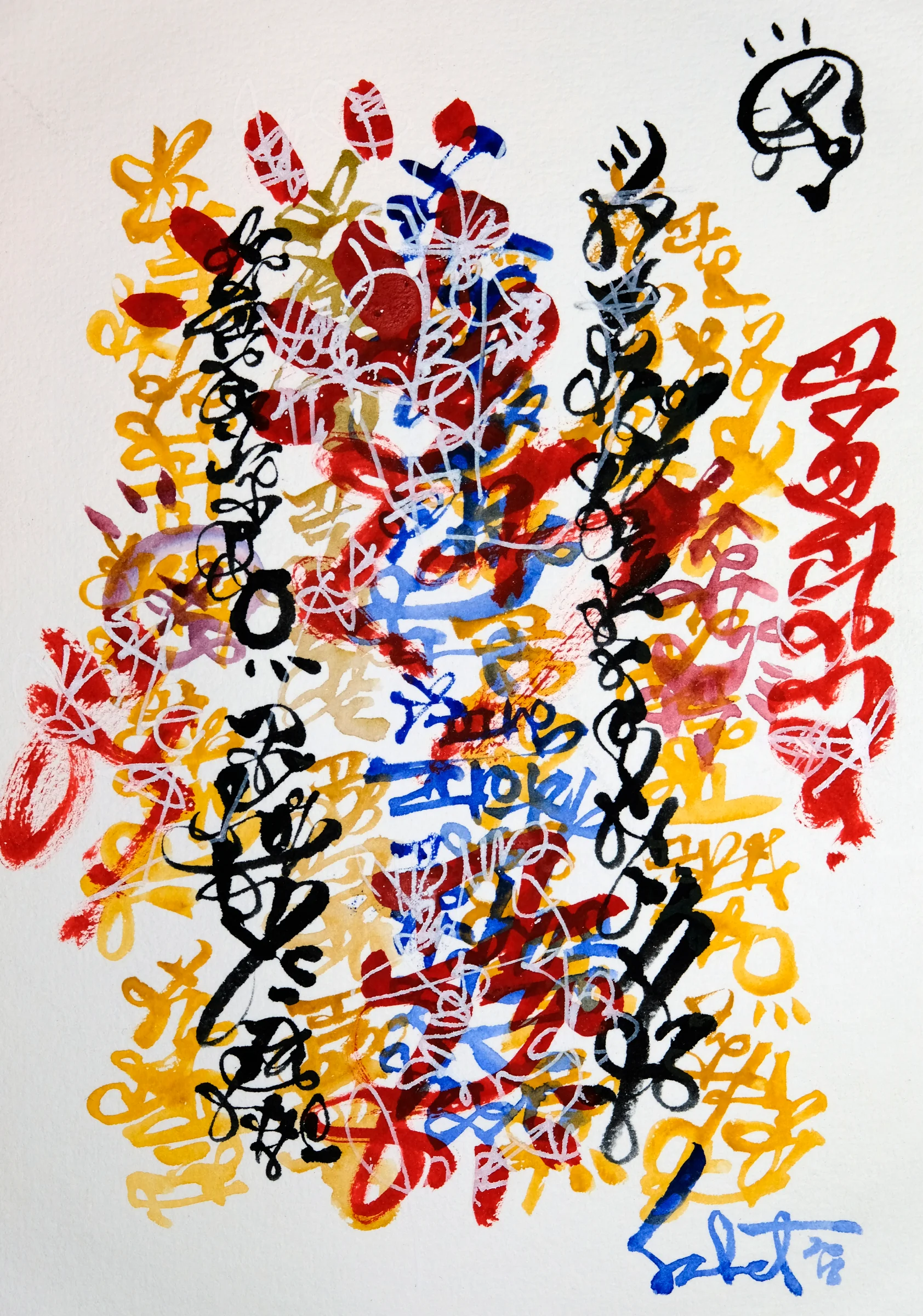 Lovescript 2018 Sabet 13" x 19" Mixed Media Original