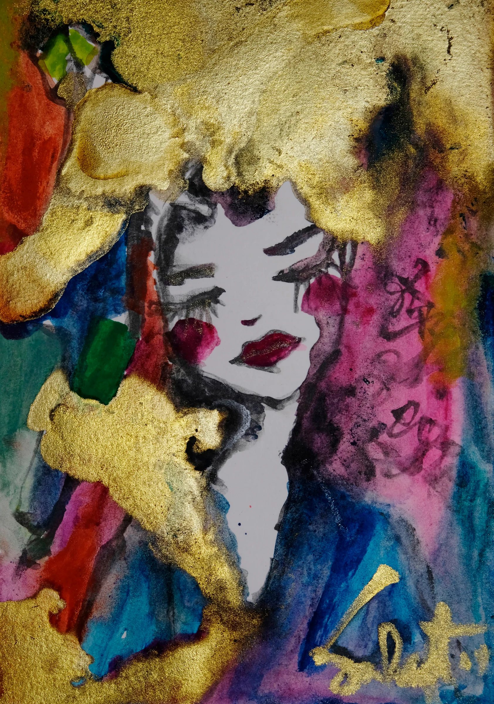 Golden 2018 Sabet 13" x 19" Mixed Media Original