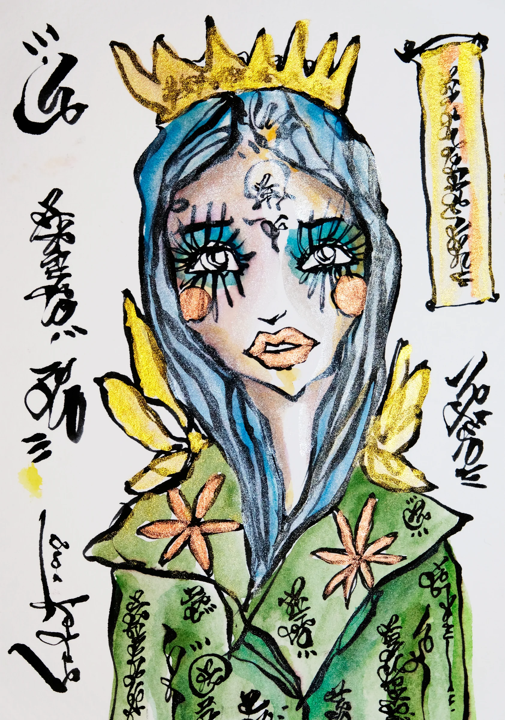 Queen 2018 Sabet 13" x 19" Mixed Media Original