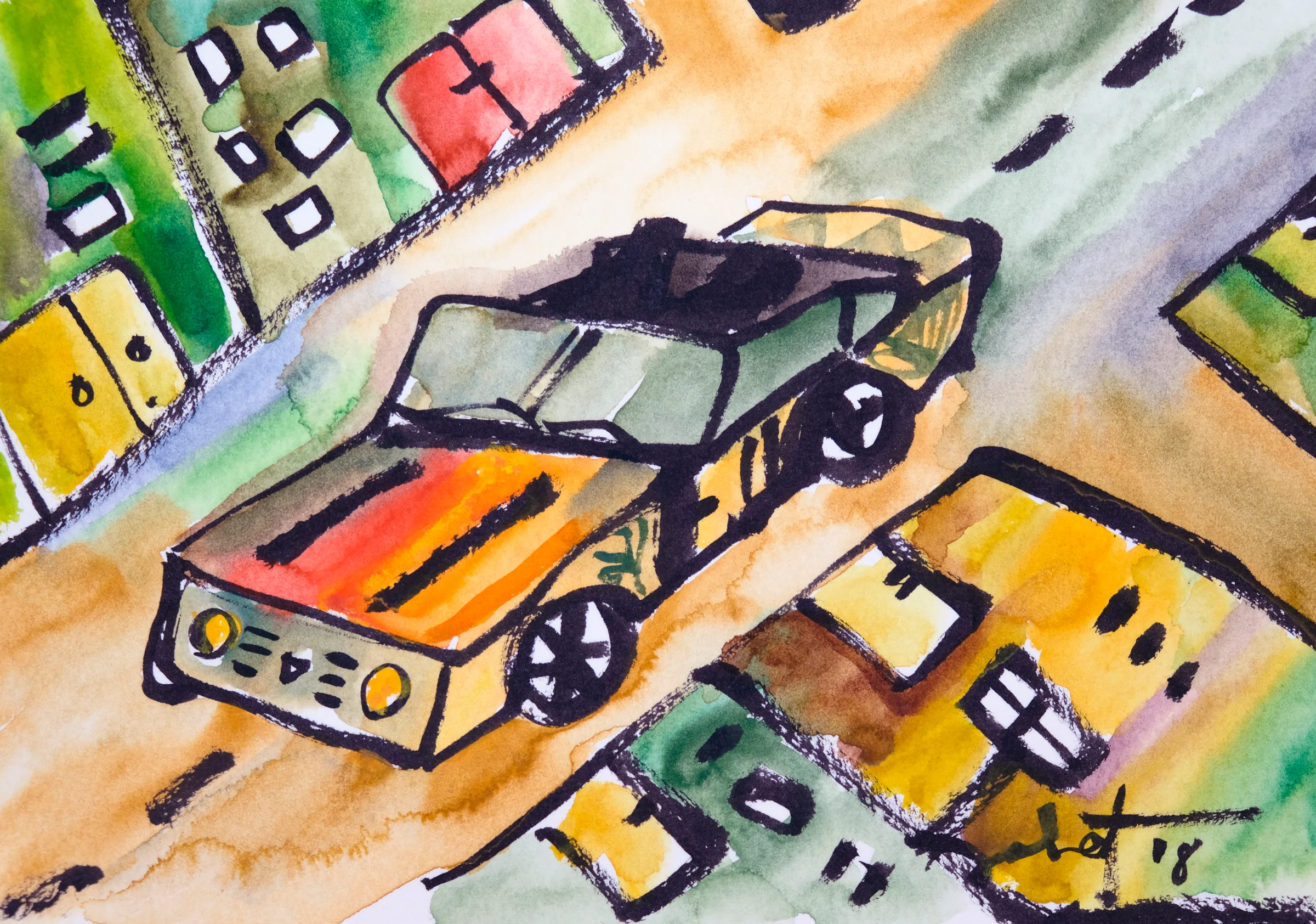 Bumblebee 2026 Sabet 13" x 19" Mixed Media Original