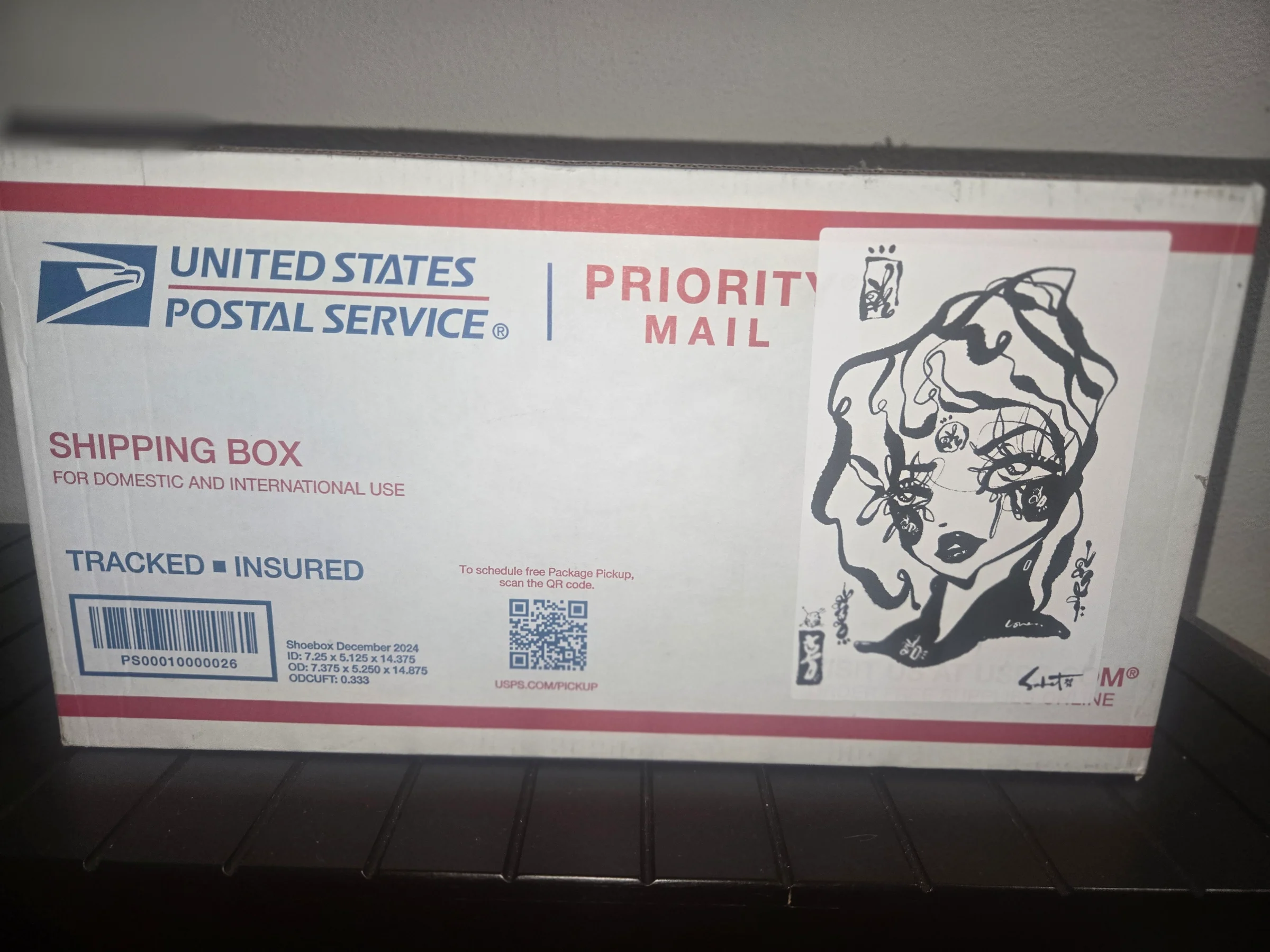 Printed Sticker on USPS box 2026 Sabet