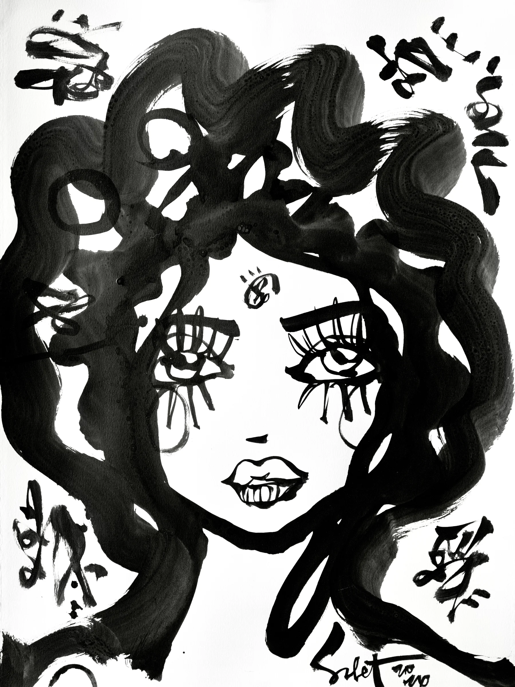 Pinky | Ink + Flow | Icons 2026 Sabet 22" x 30" Original Ink on Archival Paper