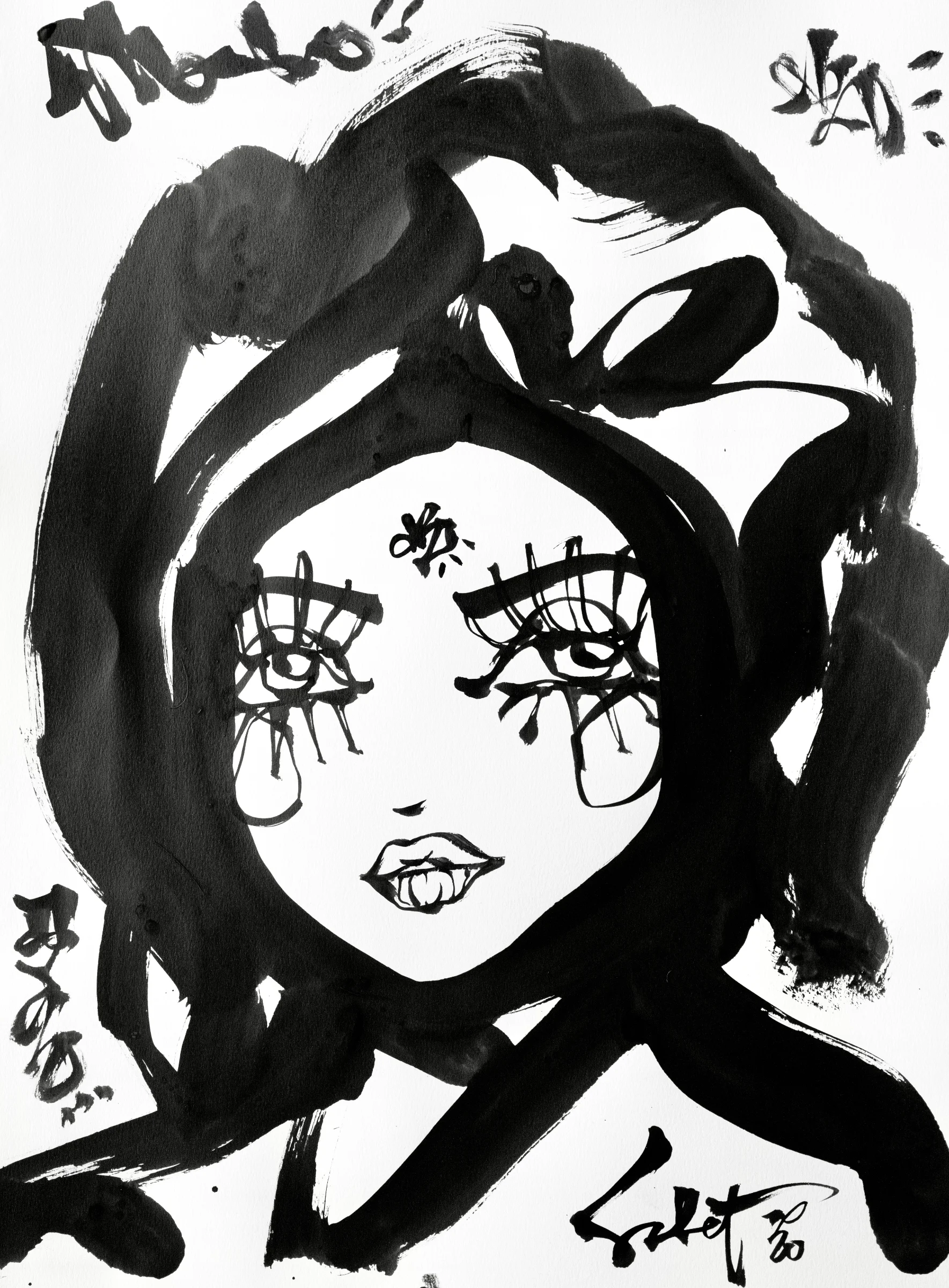 Dimples | Ink + Flow | Icons 2026 Sabet 22" x 30" Original Ink on Archival Paper