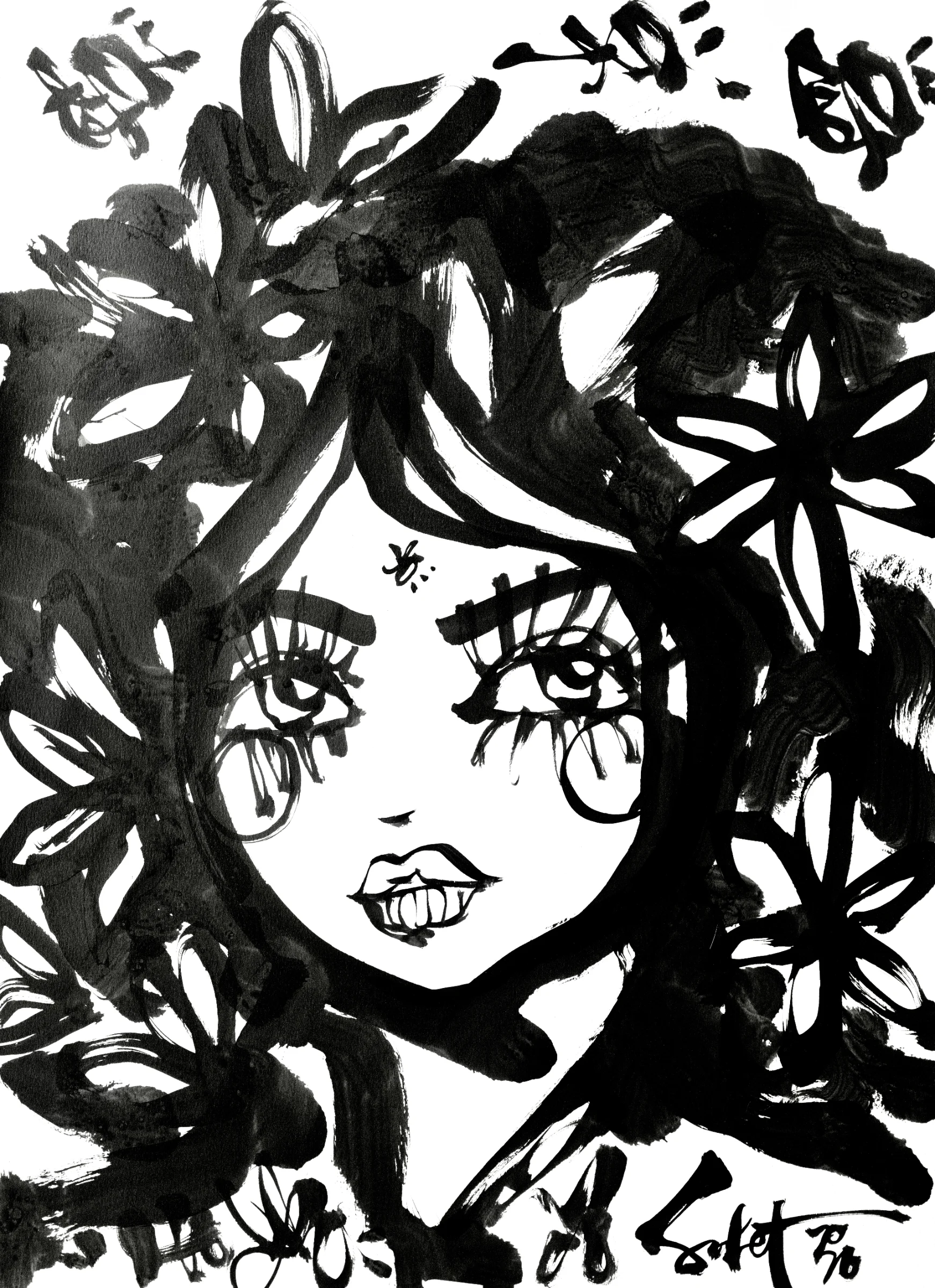 Bubbles | Ink + Flow | Icons 2026 Sabet 22" x 30" Original Ink on Archival Paper