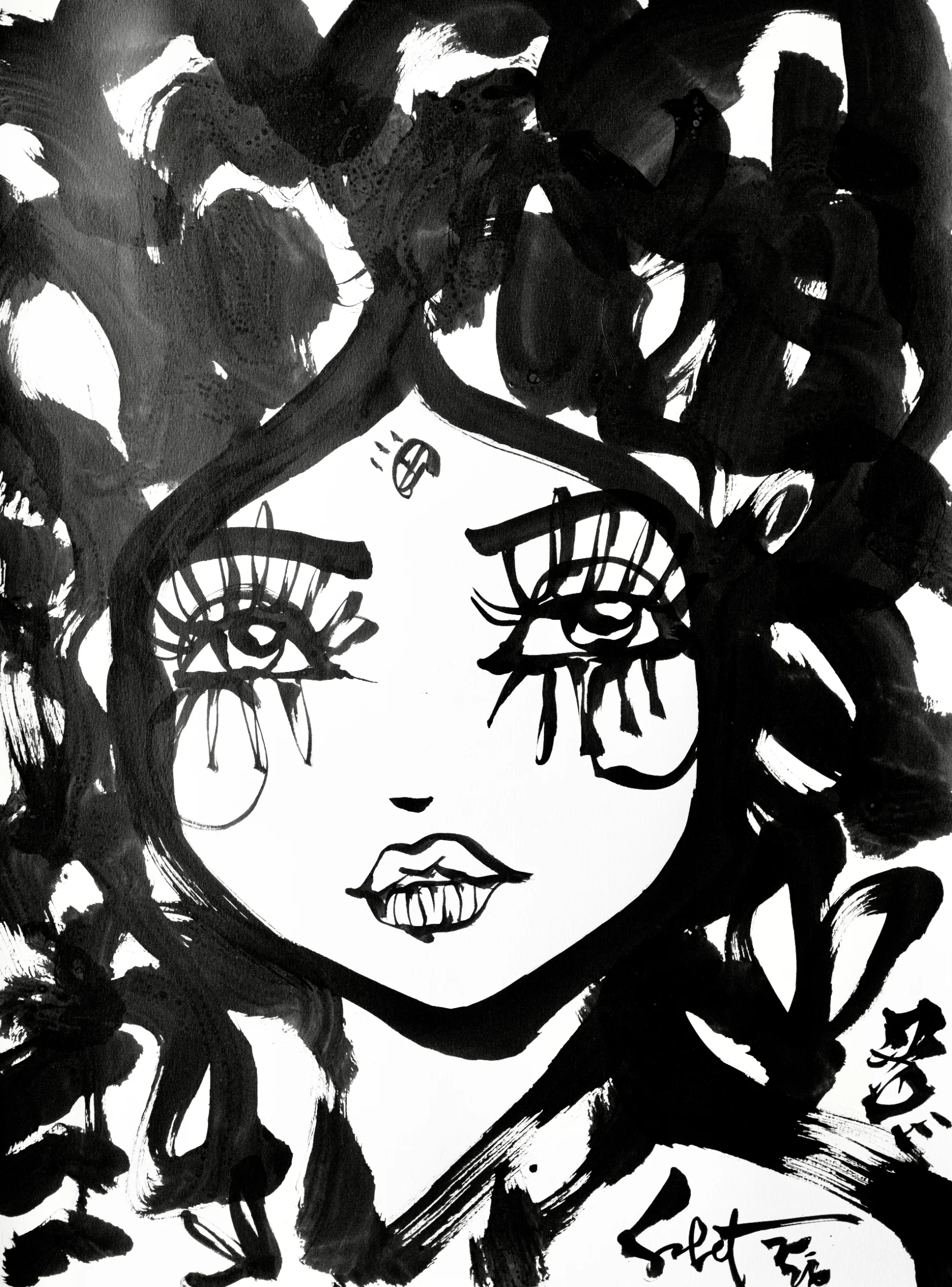 Giggles | Ink + Flow | Icons 2026 Sabet 22" x 30" Original Ink on Archival Paper