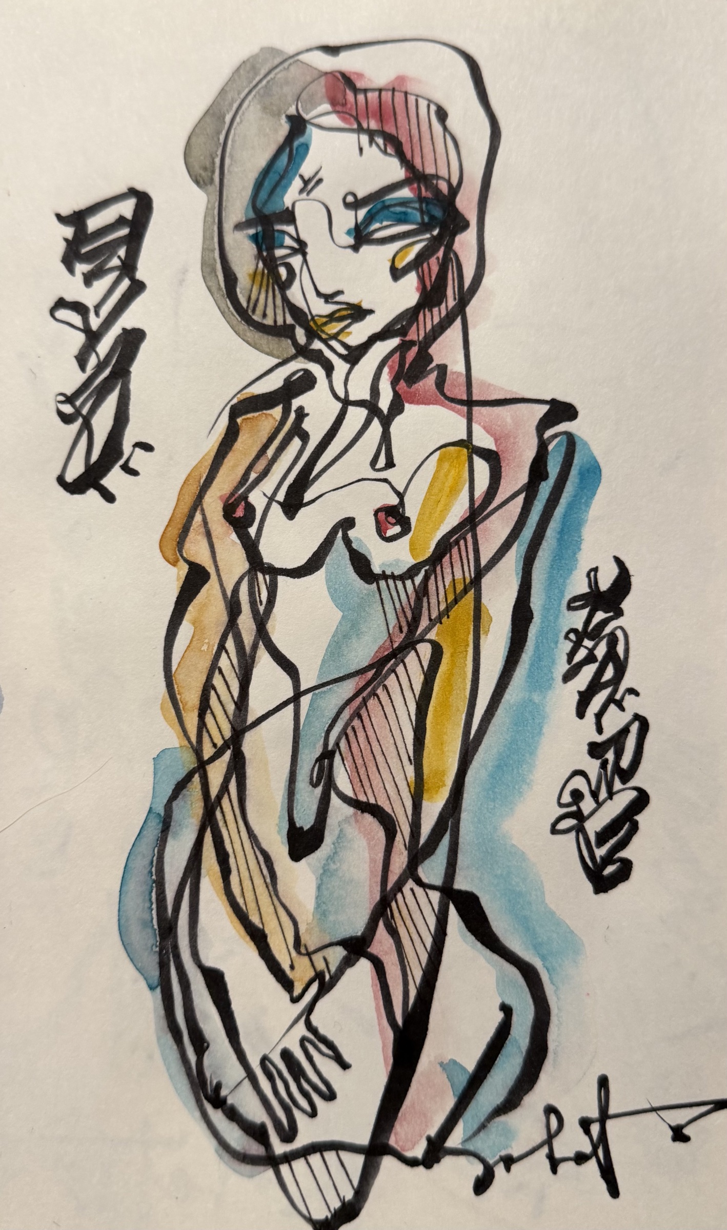 Human Nature 2026 Sabet 13" x 19" Mixed Media Original
